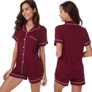 SIORO Burgundy Pajama Set Size XL